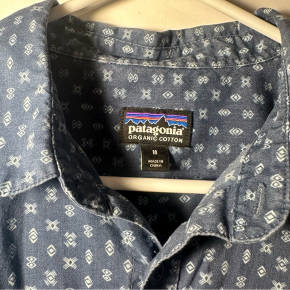 Patagonia Men's Go To Shirt Medium Blue Organic Cotton Button Up Short Sleeve - Picture 7 of 7